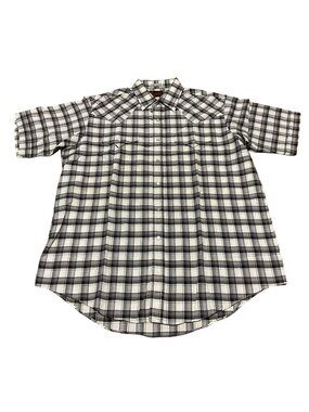 Plains Western Wear Pearl Snap Shirt Size Large Short Slv Black & White